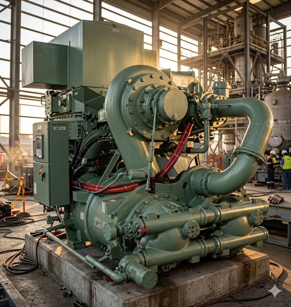 Compressor maintenance work in an industrial plant
